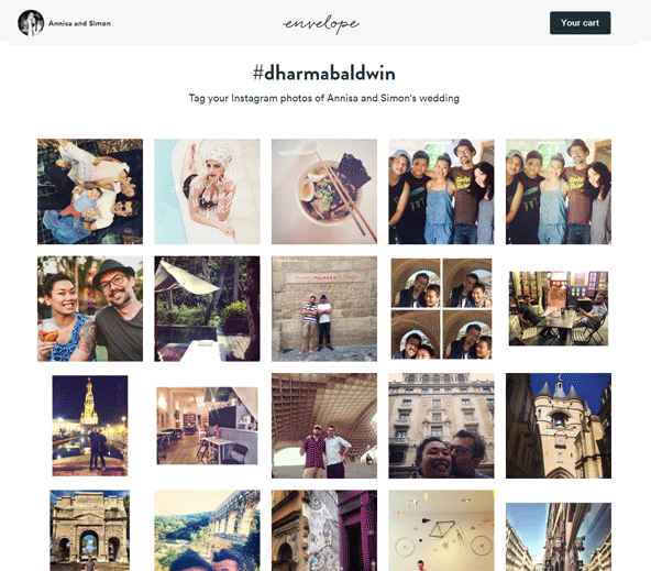 あらかじめハッシュタグを告知しておけば、このサイト上に投稿された写真がまとめられる。
